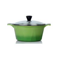 Lootkabazaar Chefline Eco-Lite Casserole Cook & Serve Casserole Nonstick Vignette Green with Glass Lid 24 cm 2 Liter, Green